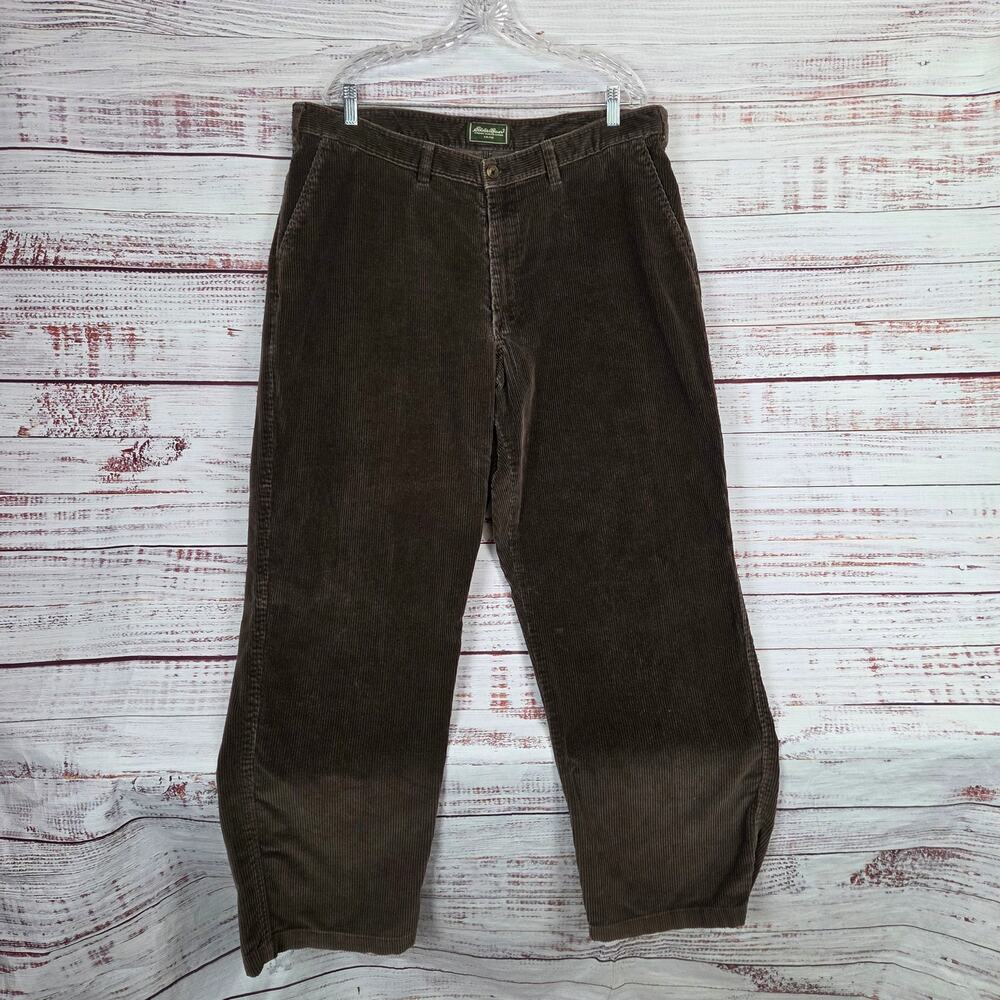 Eddie Bauer Mens Dark Brown Wide Wale Corduroy Pant 40X32 Cabin Gorpcore Trouser